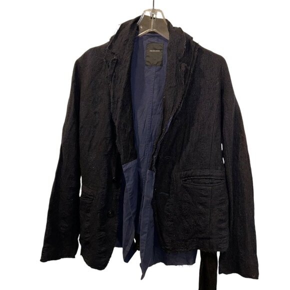 pas de calais blue black 2 piece textured washed wool top jacket S FRENC… - Picture 1 of 8